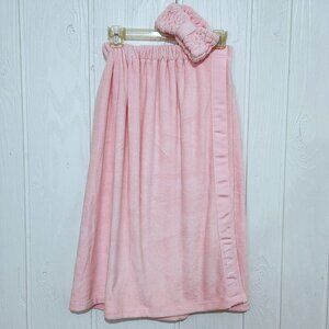 AMOREPACIFIC Aritaum Pink Women's Bath Shower Body Spa Towel Wrap & Headband Set